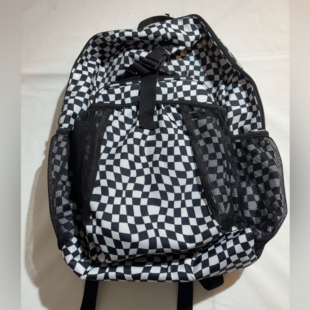 Black & White Check Pattern Backpack with matching lunchbox
